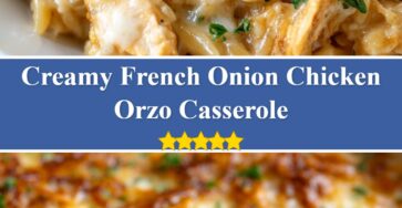 French Onion Chicken Orzo Casserole